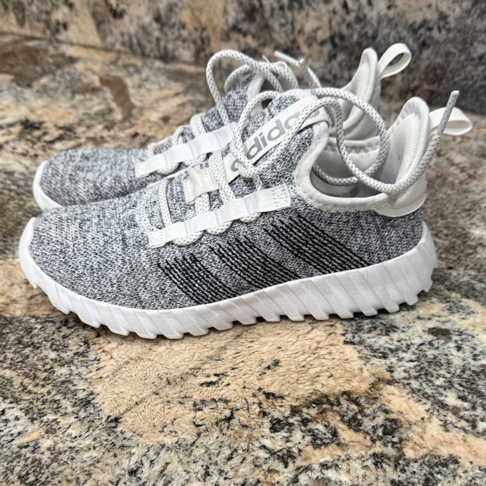 Adidas Kids Gray and White Knit Sneakers